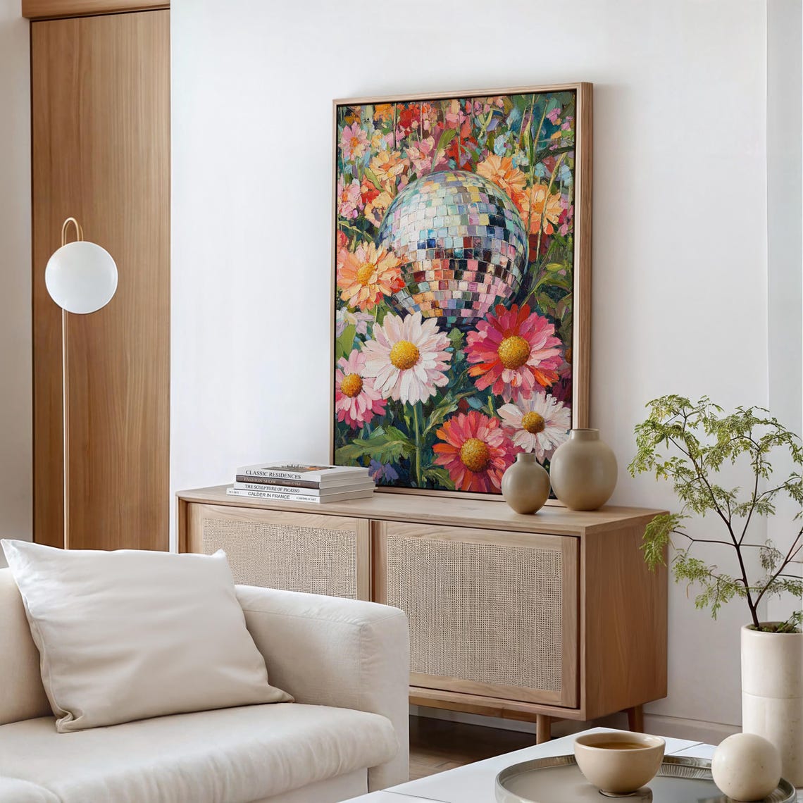 Sparkling Disco Ball Among Pink and White Daisy Blooms Poster - Image 5