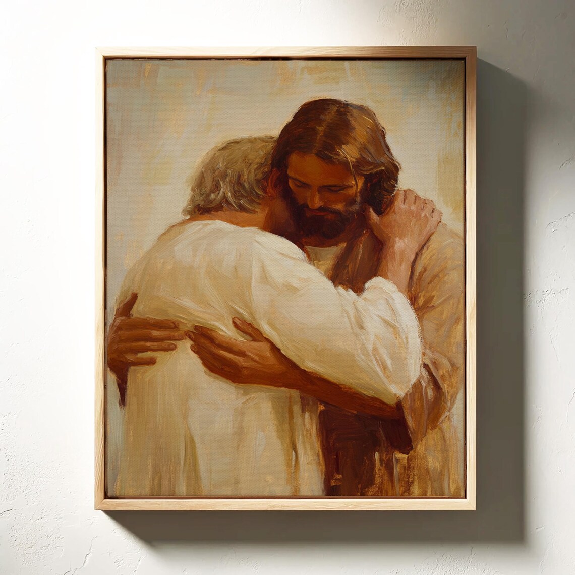 Jesus Embracing Older Man Comfort Mercy Christian Faith Poster - Image 3