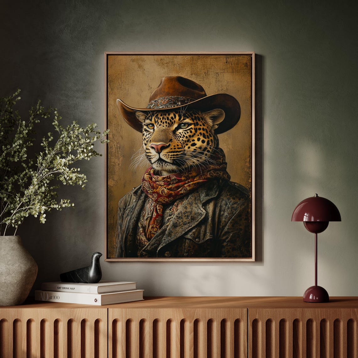 Leopard Cowboy Portrait Western Hat Bandana Rustic Animal Poster - Image 7