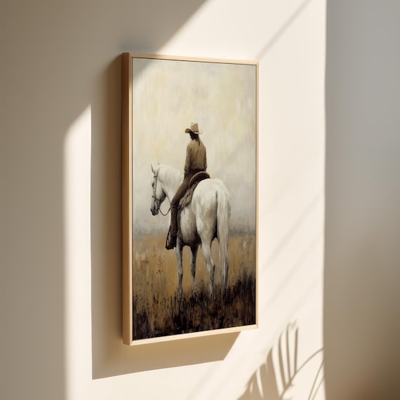 Western Cowboy On Horseback, Vintage Art Print