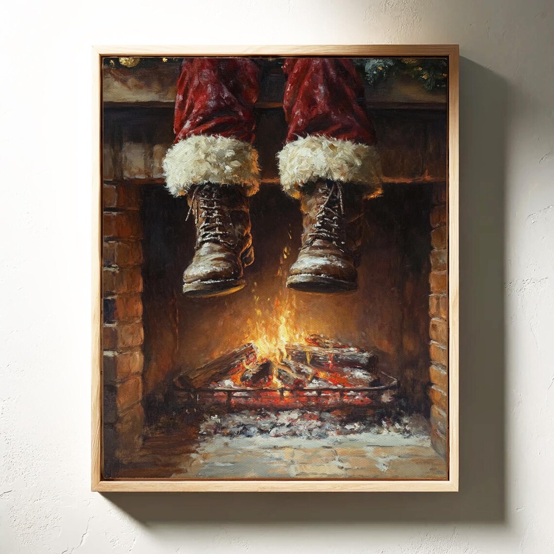 Santa's Boots Above Fireplace, Rustic Holiday Decor - Image 4
