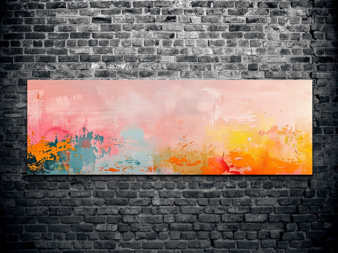 Panoramic Abstract Pink Color Swatch Art Print - Image 2
