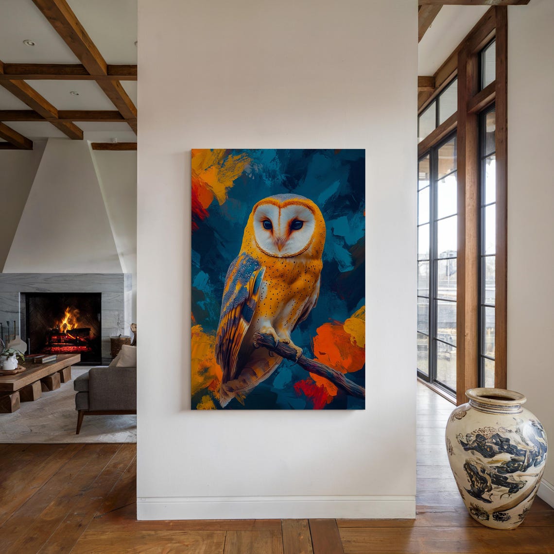 Vibrant Barn Owl Abstract Colorful Background Nature Bird Poster - Image 4