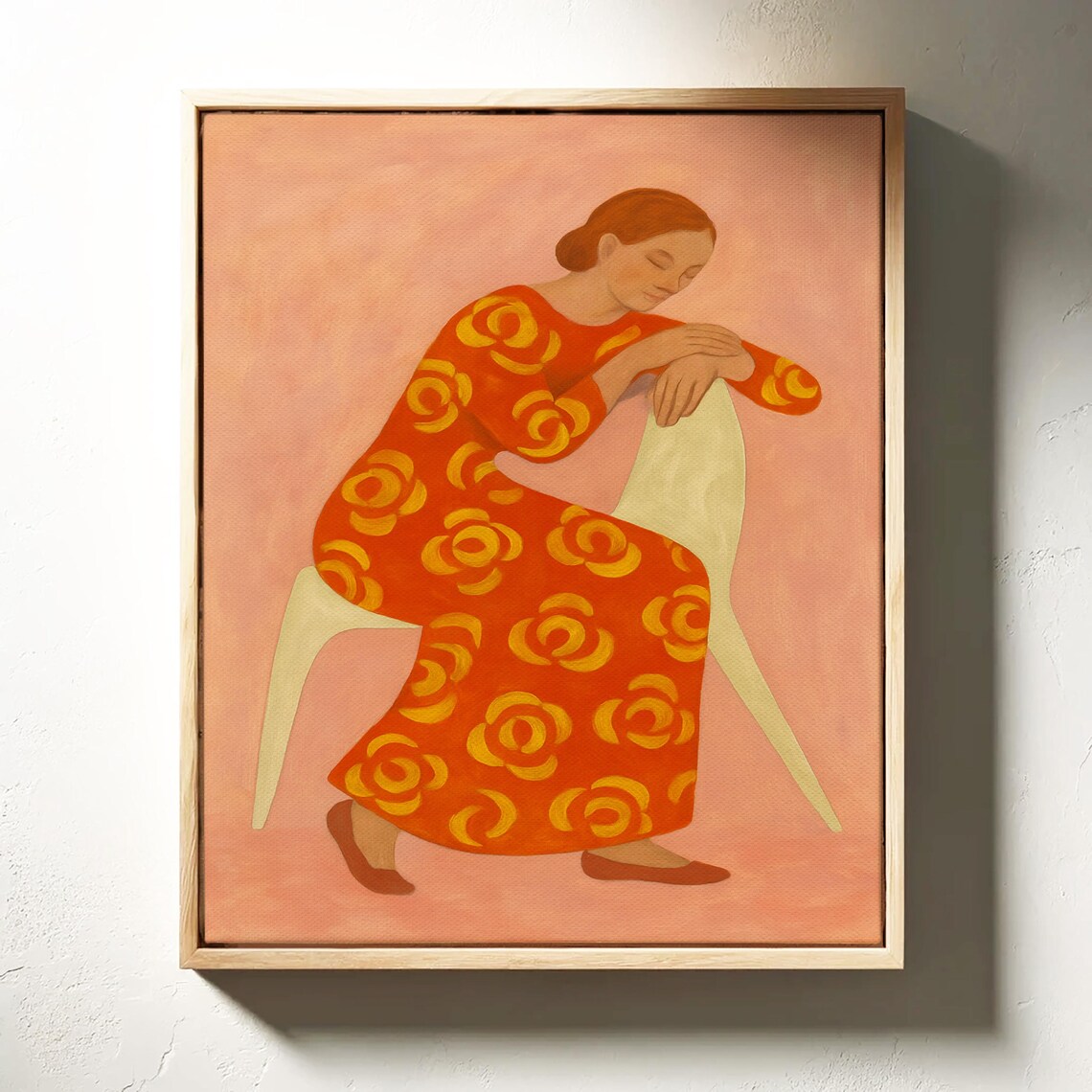 Woman In Red Dress Modern Figurative Abstract Wall Art