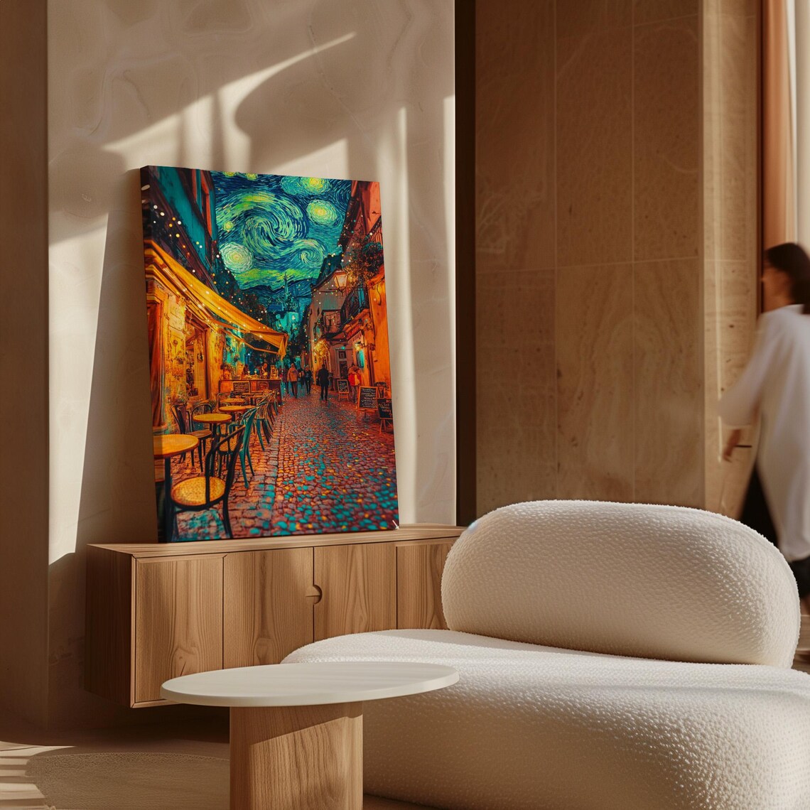 Starry Night Cafe Scene, Urban Street Art Print - Image 7