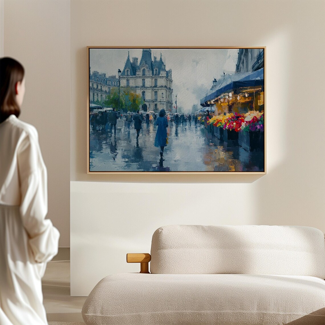 Rainy Day in Paris, Vibrant Flower Market Cityscape - Image 4