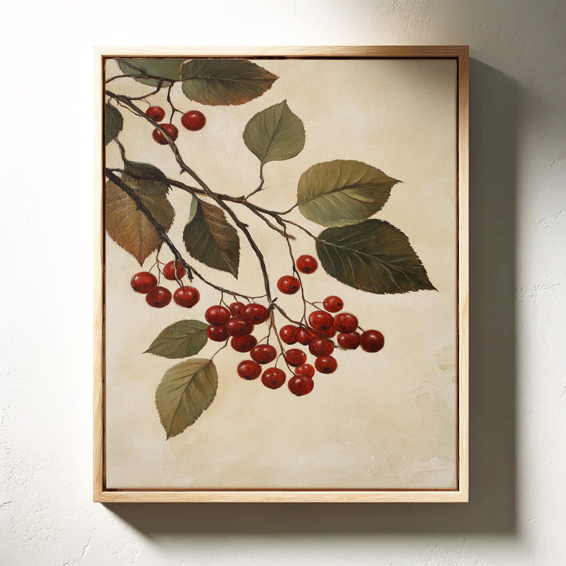 Hanging Red Berries Branch Vintage Style Botanical Art Poster - Image 5