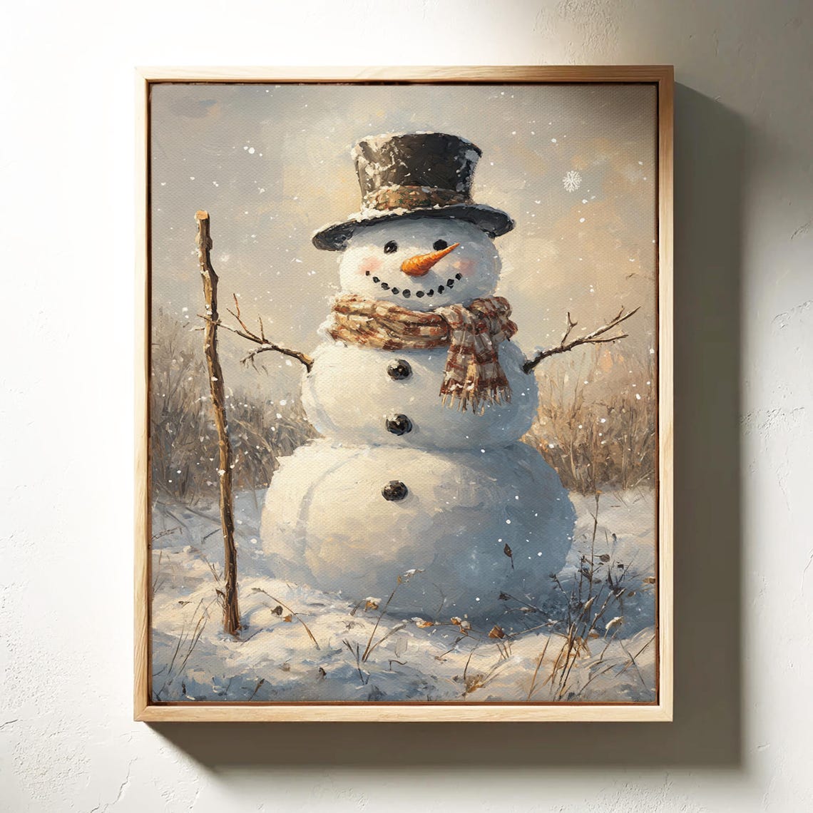 Cute Snowman With Top Hat And Scarf Winter Wonderland Poster - Image 3