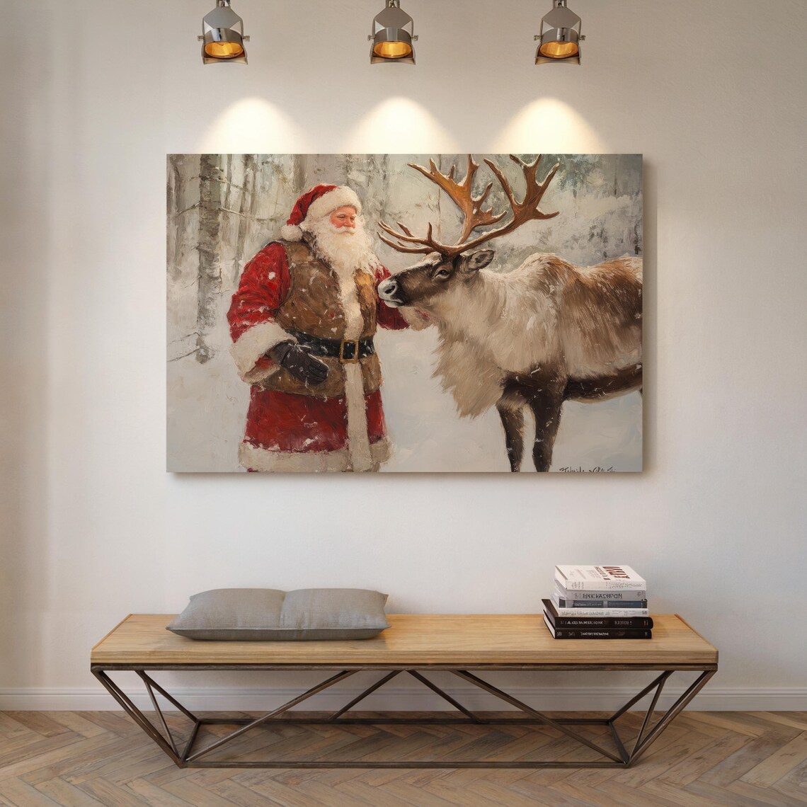 Rustic Santas Reindeer Christmas Cottagecore Art Print - Image 5