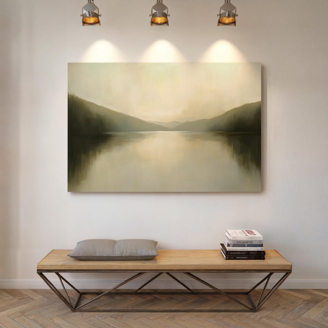 Misty Mountain Lake Minimalist Landscape Art Print - Image 5