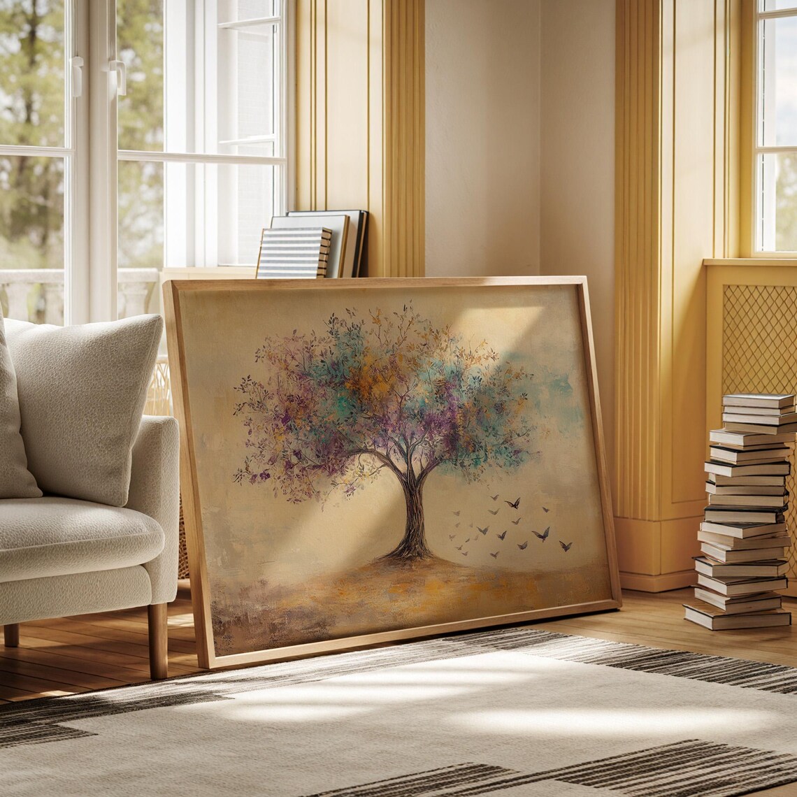 Elegant Abstract Tree, Soothing Pastel Design - Image 3