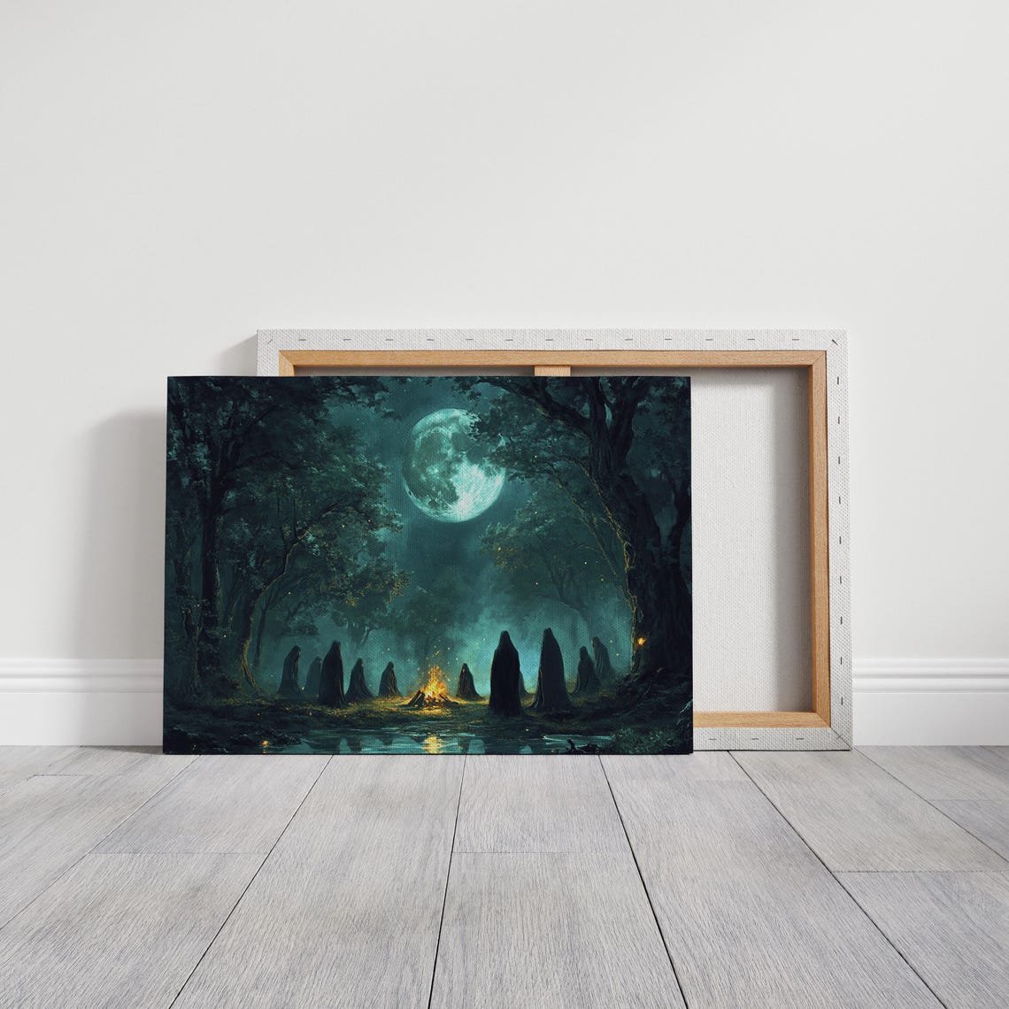 Moonlit Forest Gathering Witchy Full Moon Dark Woods Wall Art - Image 7