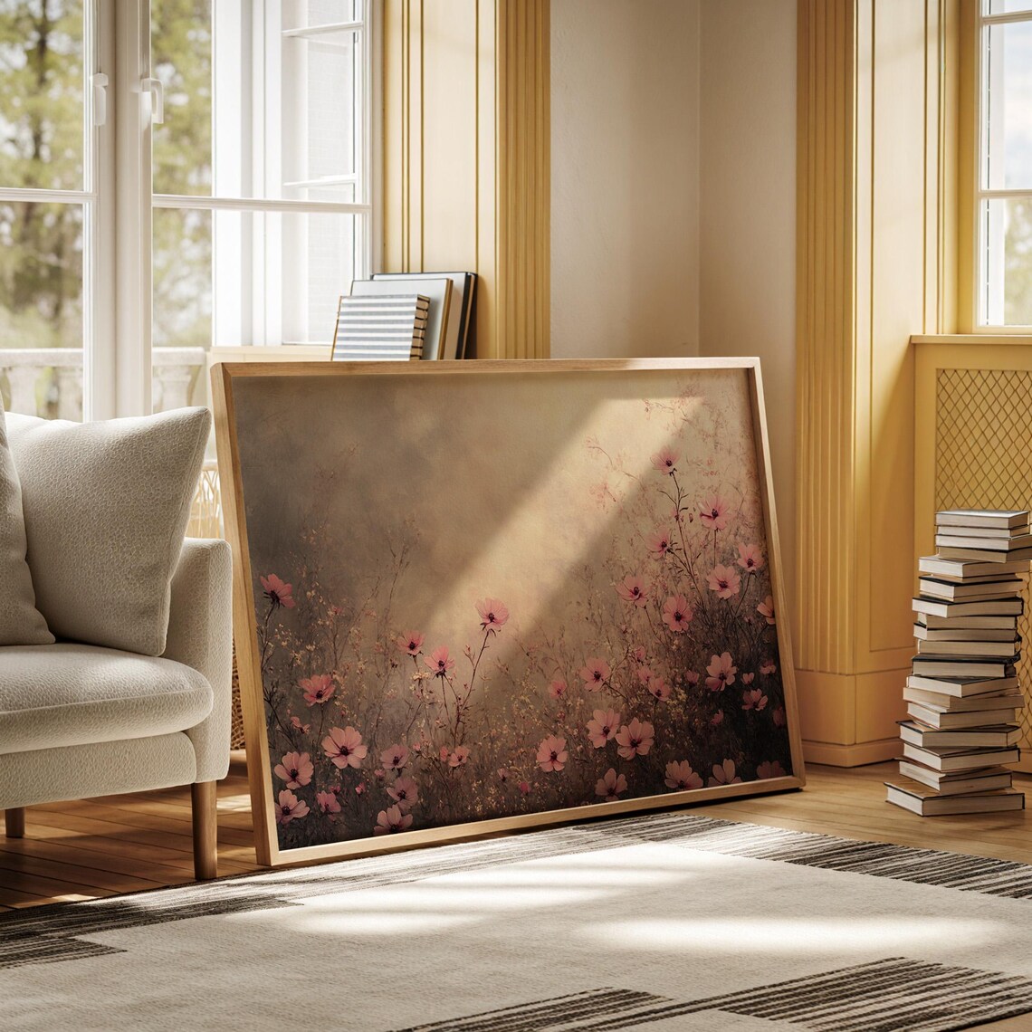 Soft Pink Cosmos Flowers Vintage Botanical Garden Art Poster - Image 6