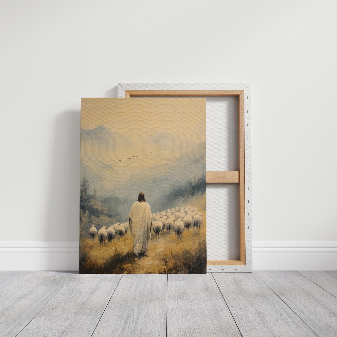 Jesus Shepherding His Flock, Serene Christian Artwork - Image 6
