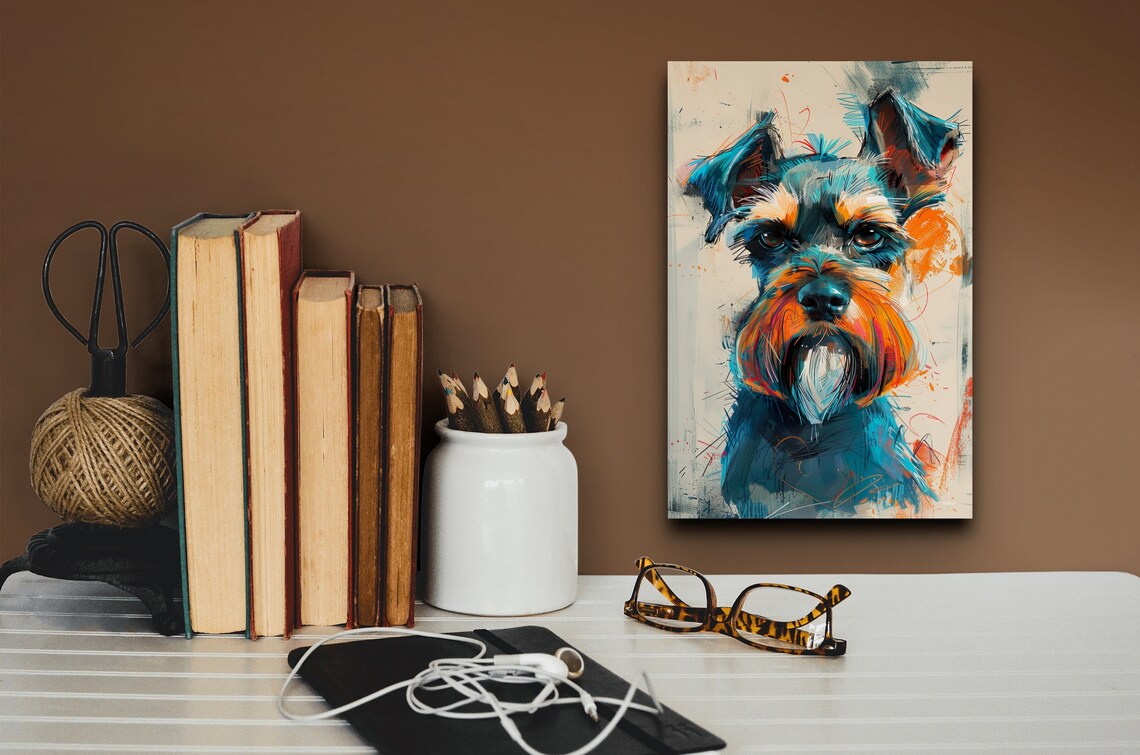 Miniature Schnauzer Dog Portrait Colorful Pop Art Painting Poster - Image 3