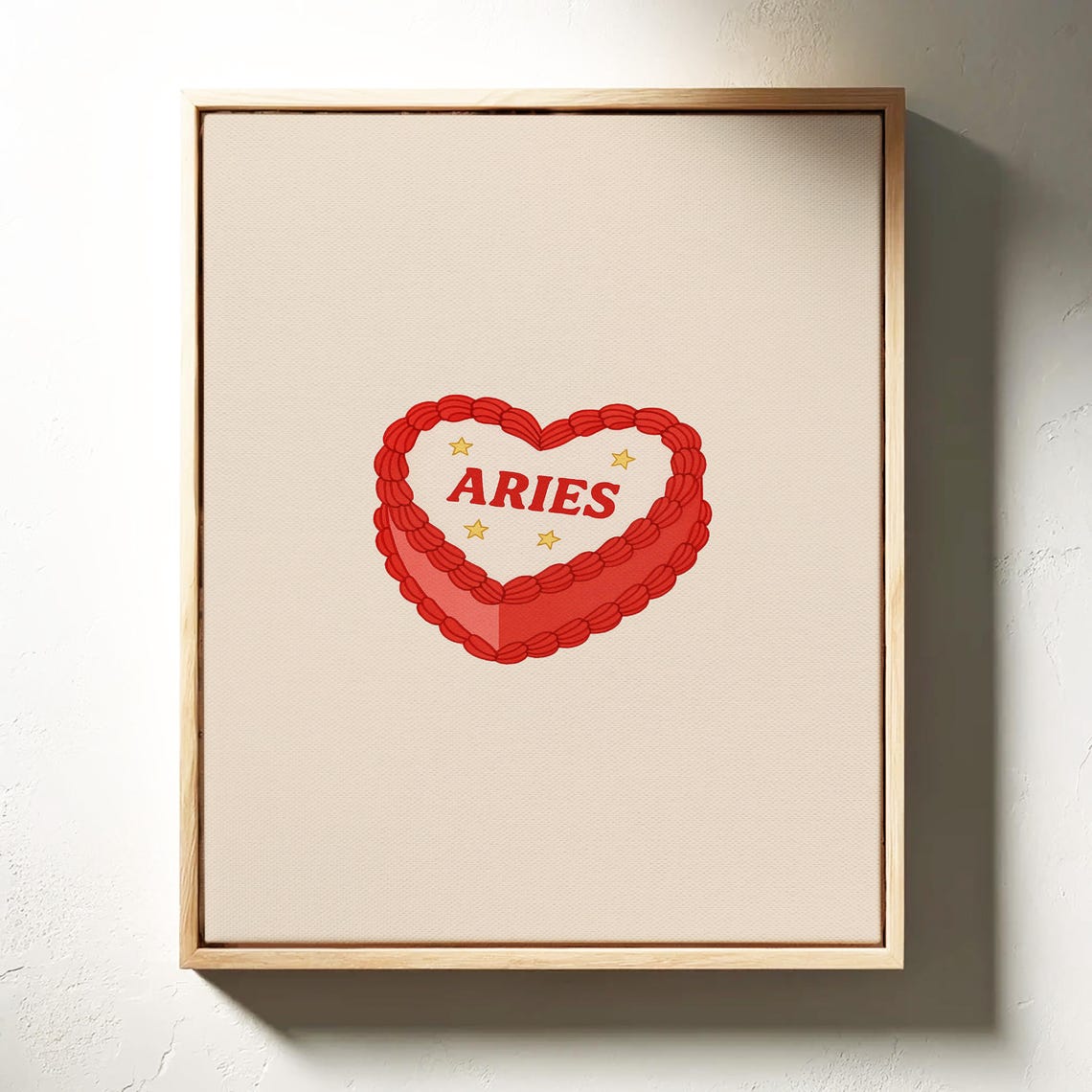 Aries Zodiac Heart Cake Cute Astrology Wall Art