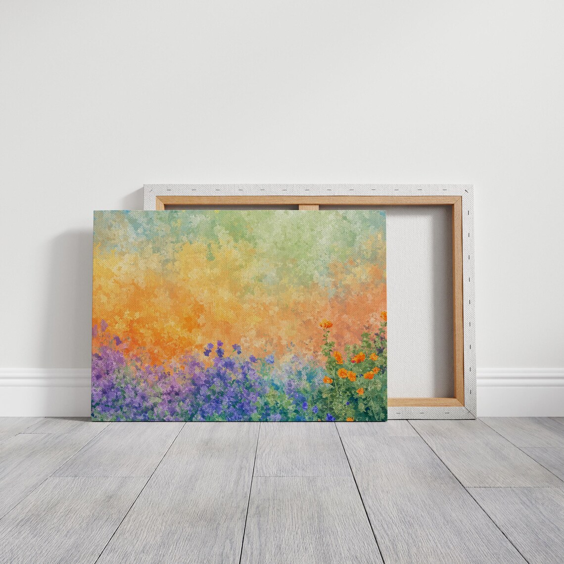 Abstract Floral Painting Purple Wildflowers Orange Poppies Spring Poster - Image 7