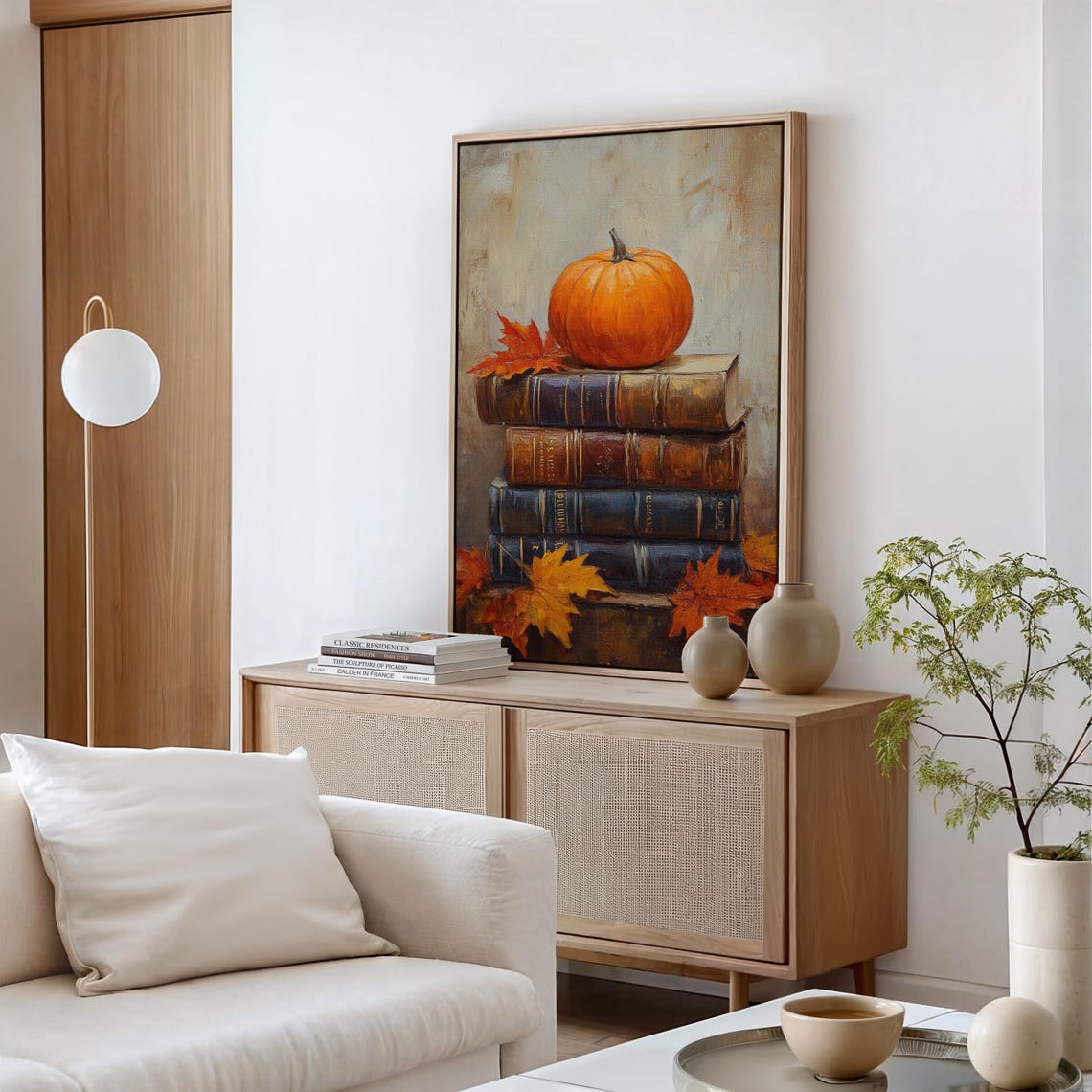 Orange Pumpkin On Stack Of Vintage Books Fall Reading Poster - Image 6