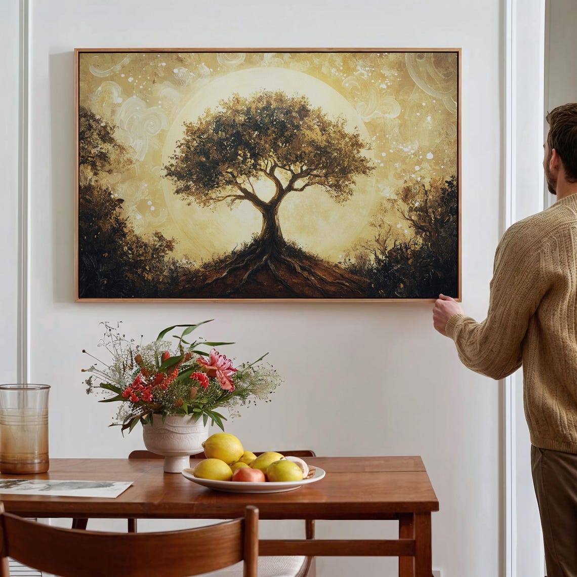 Golden Tree Of Life With Luminous Sun And Intricate Roots Poster - Image 6