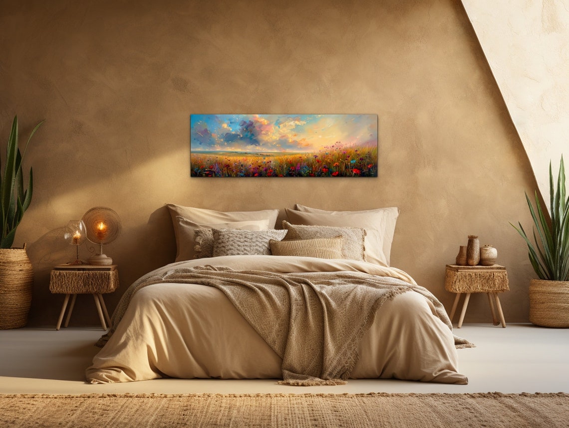 Colorful Wildflower Field Sunset Sky Impressionist Meadow Art Poster - Image 7