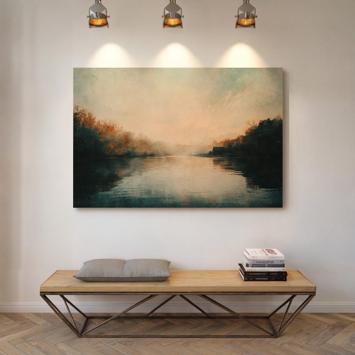 Misty River Sunset Autumn Forest Glow Tranquil Waterscape Poster - Image 4