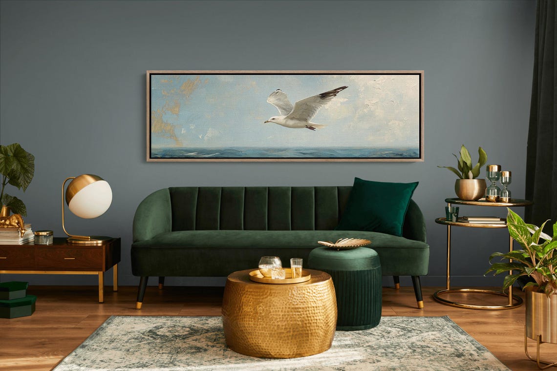 Seagull Soaring Blue Ocean Coastal Bird Nautical Wall Art Print - Image 2
