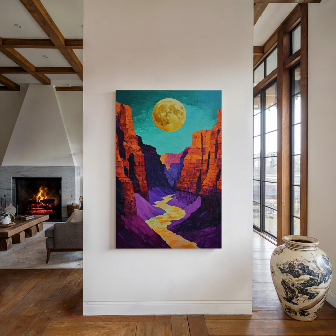 Canyon Moonlight Bold Abstract River Landscape - Image 4