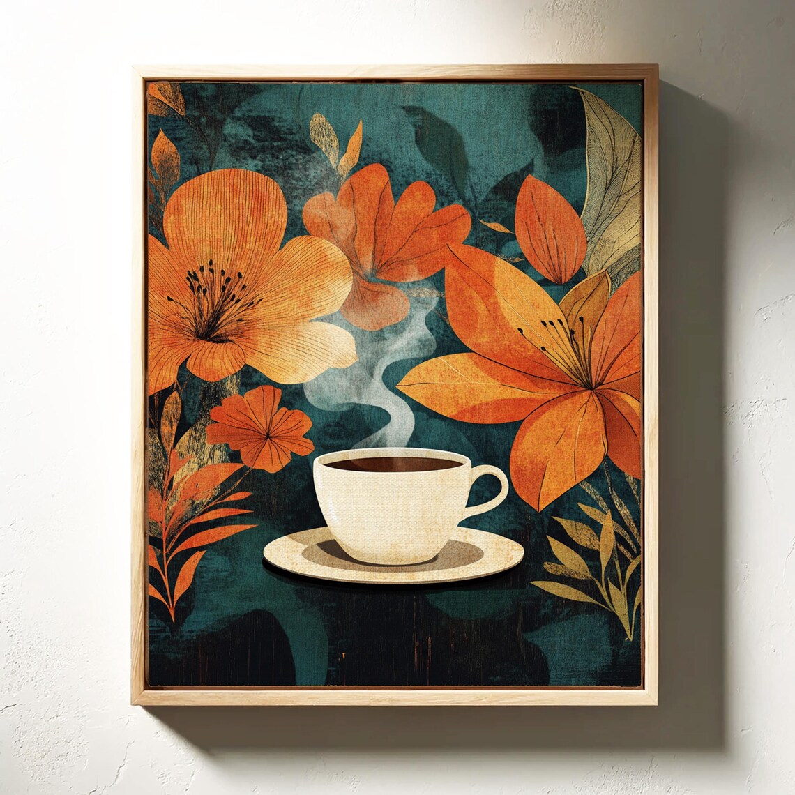 Cozy Autumn Coffee Cup, Retro Floral Kitchen Decor - Image 6