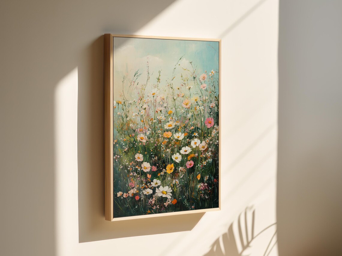 Wildflower Meadow Daisies And Cosmos Soft Pastel Floral Wall Art - Image 6