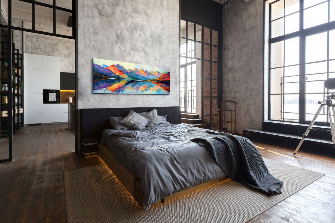 Panoramic Mid Century Modern Mountain Wall Art - Image 7