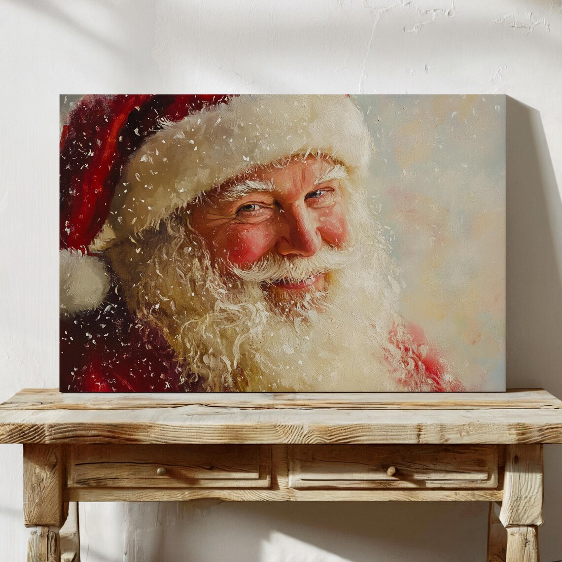 Vintage Santa Claus Portrait Festive Christmas Painting Poster - Image 5