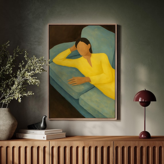 Minimalist Woman On Sofa Modern Figurative Abstract Wall Art