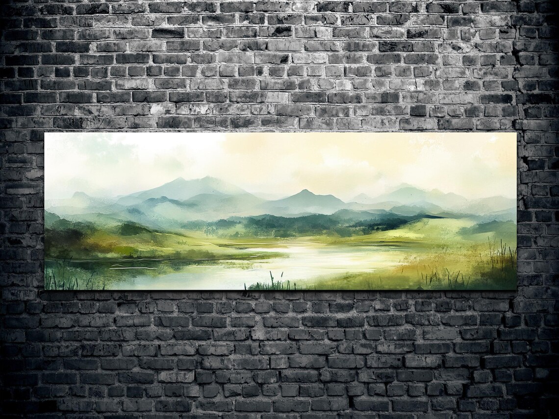 Beautiful Serene Mountain Landscape Tranquil Landscape Art Ready To Hang Panoramic Wall Art Print Large Wall Art - Image 2