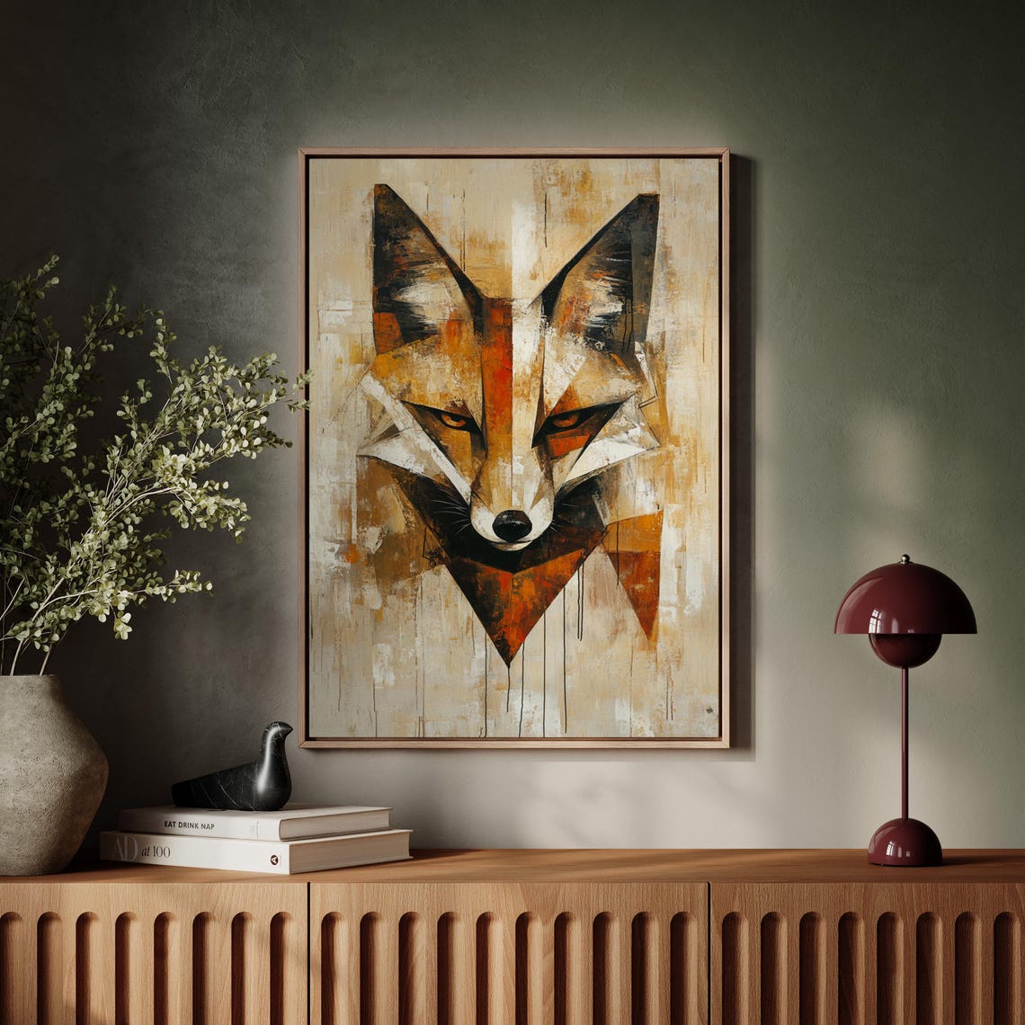 Abstract Geometric Fox Portrait Rustic Earthy Modern Wildlife Poster - Image 6