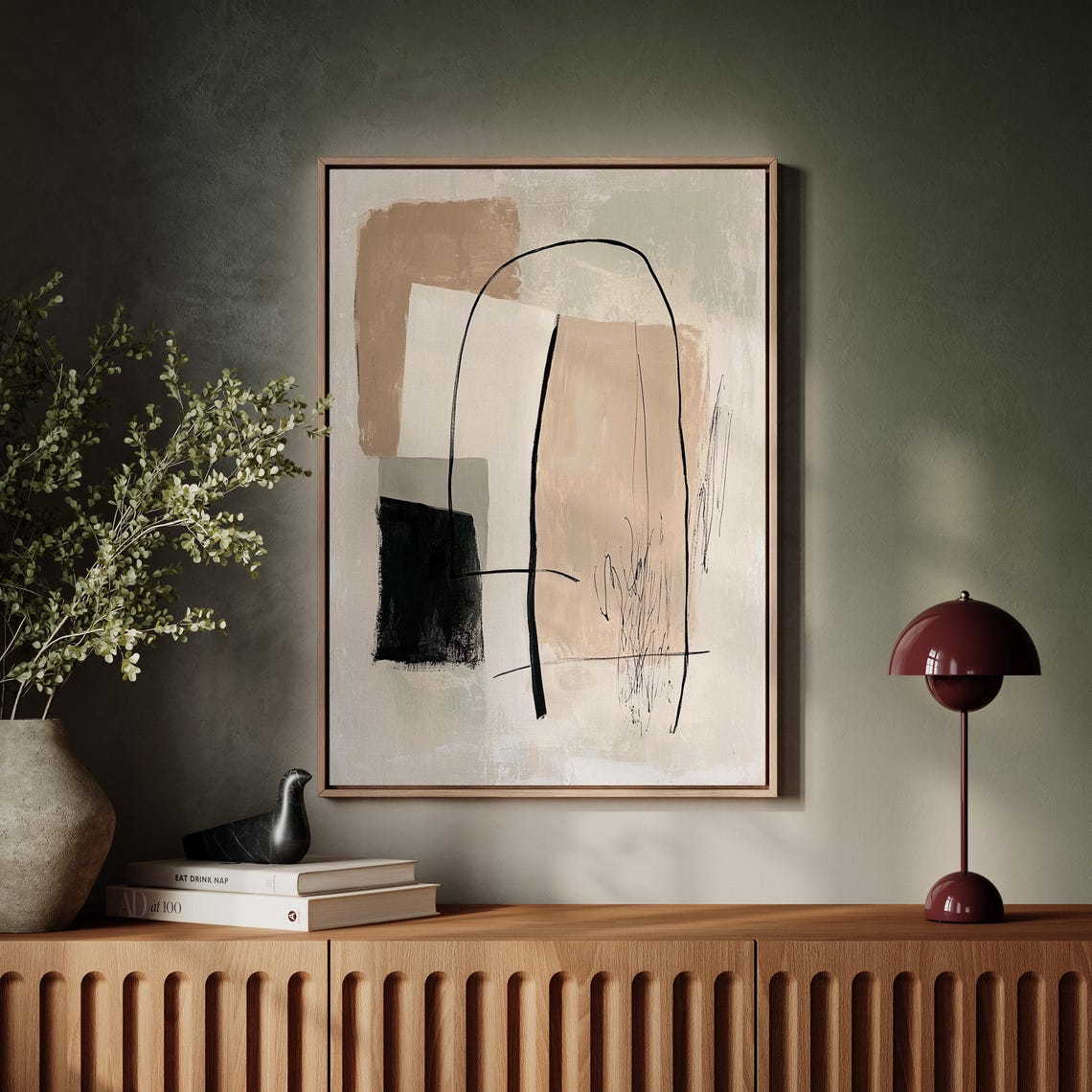 Neutral Minimalist Abstract Art Beige Black Line Modern Decor Poster - Image 6