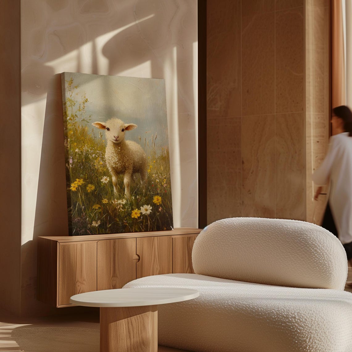 Serene Lamb In Wildflower Meadow Golden Light Farmhouse Poster - Image 7