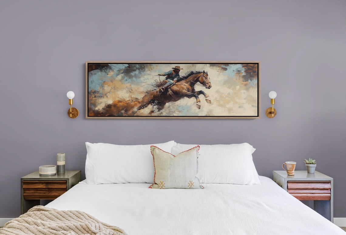 Galloping Cowboy Crossing River, Rustic Americana Art Print - Image 6