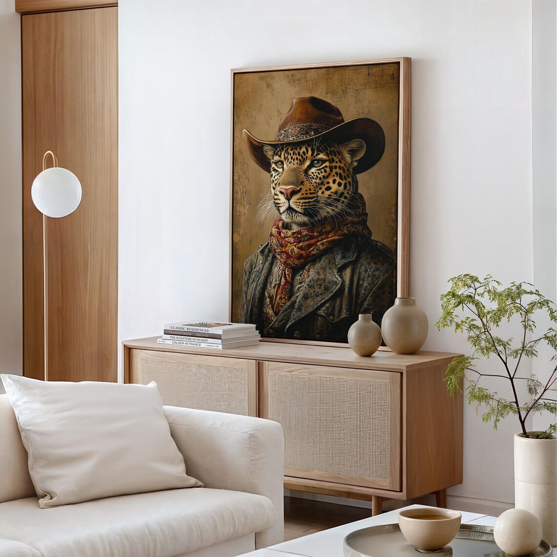 Leopard Cowboy Portrait Western Hat Bandana Rustic Animal Poster - Image 4