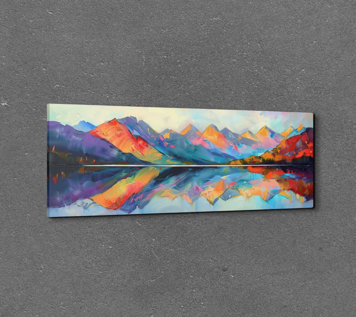 Panoramic Mid Century Modern Mountain Wall Art - Image 3