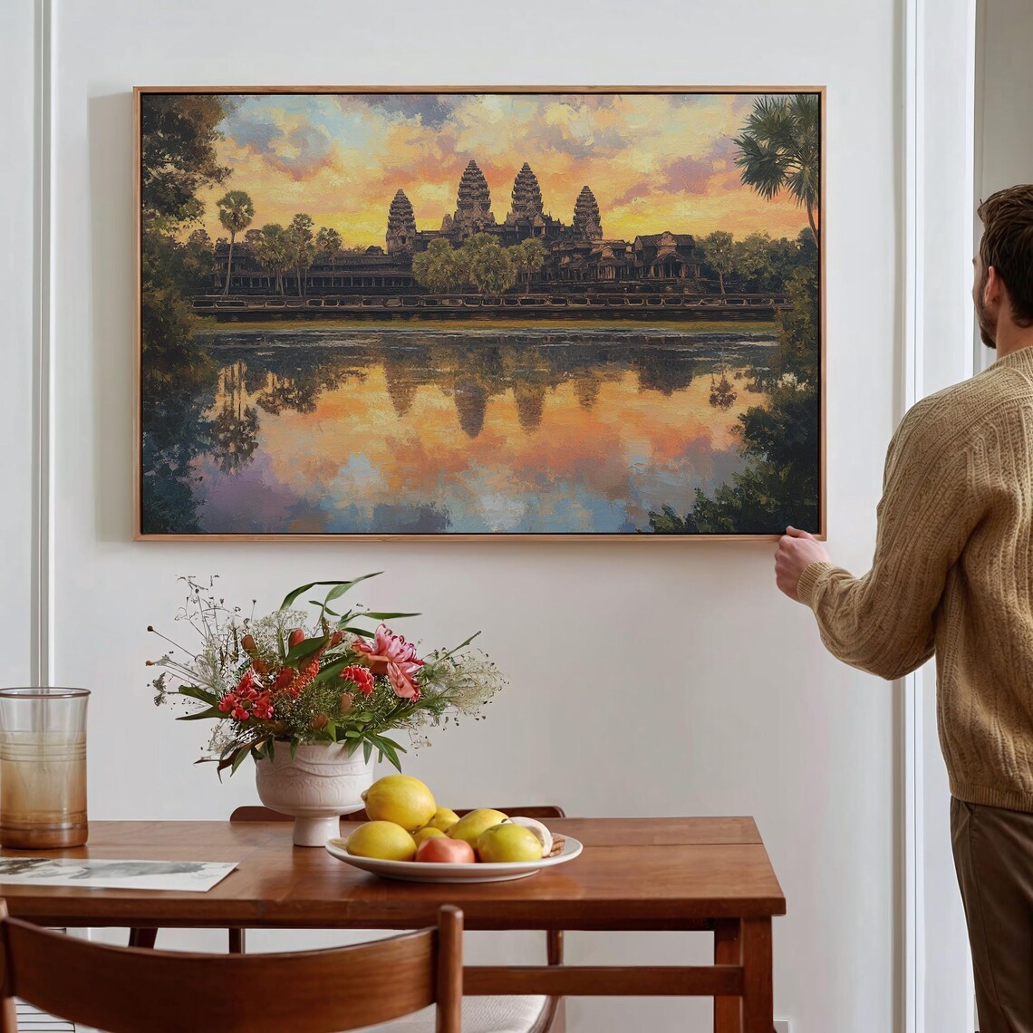 Angkor Wat Cambodia Temple Sunset Landscape Art Print - Image 2