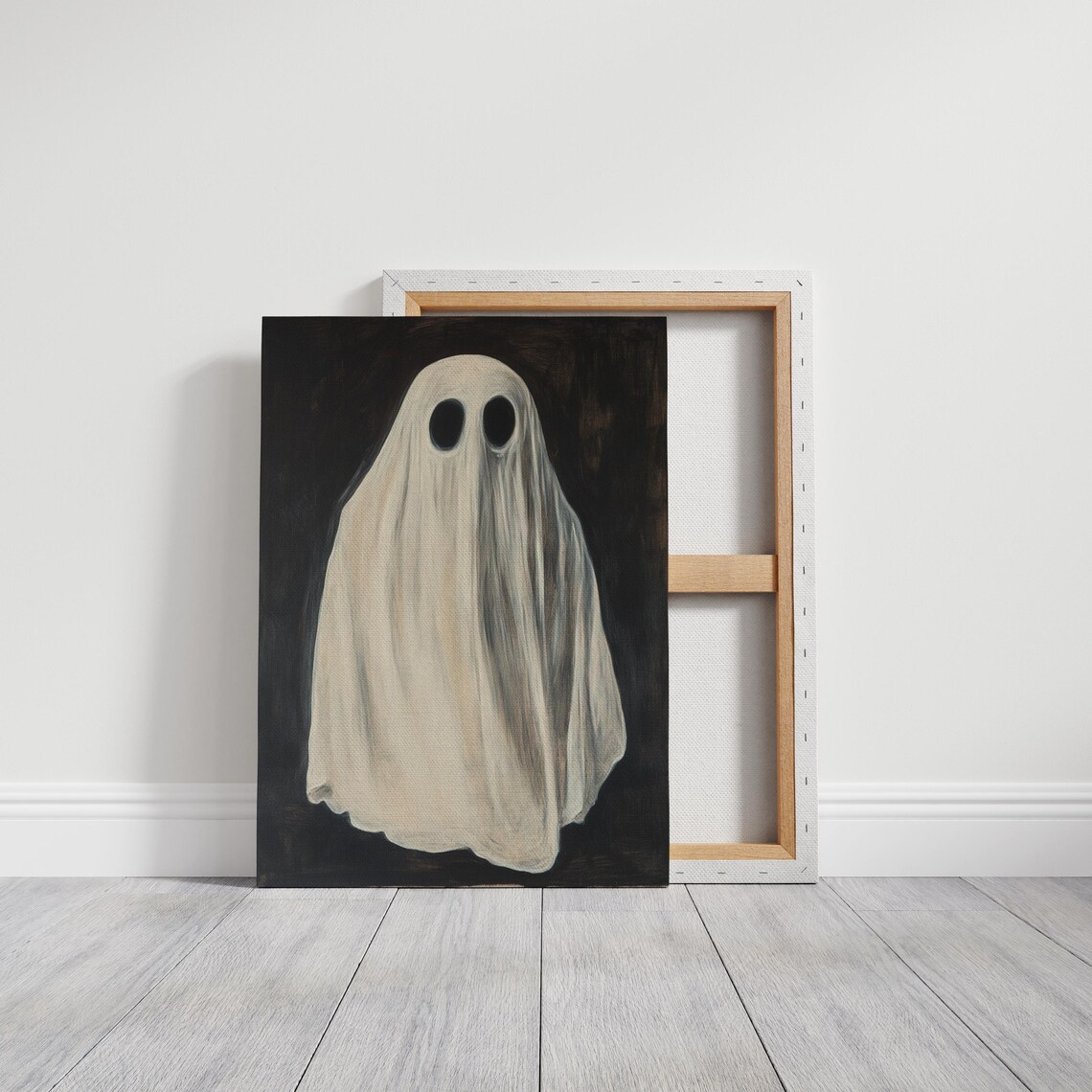 Vintage Ghost in Draped White Sheet Haunting Oil Painting Halloween Poster - Image 6