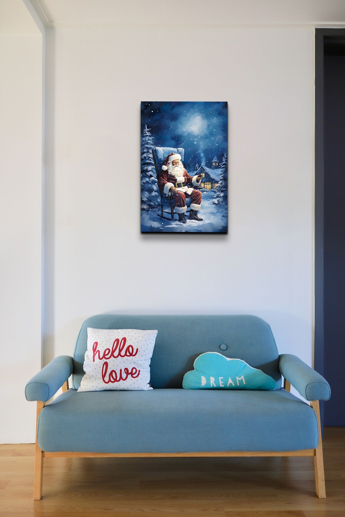 Santa Wall Art Antique Christmas Wall Art Snowing Santa Art Winter Art Christmas Art Santa Claus Art Antique Art - Image 4