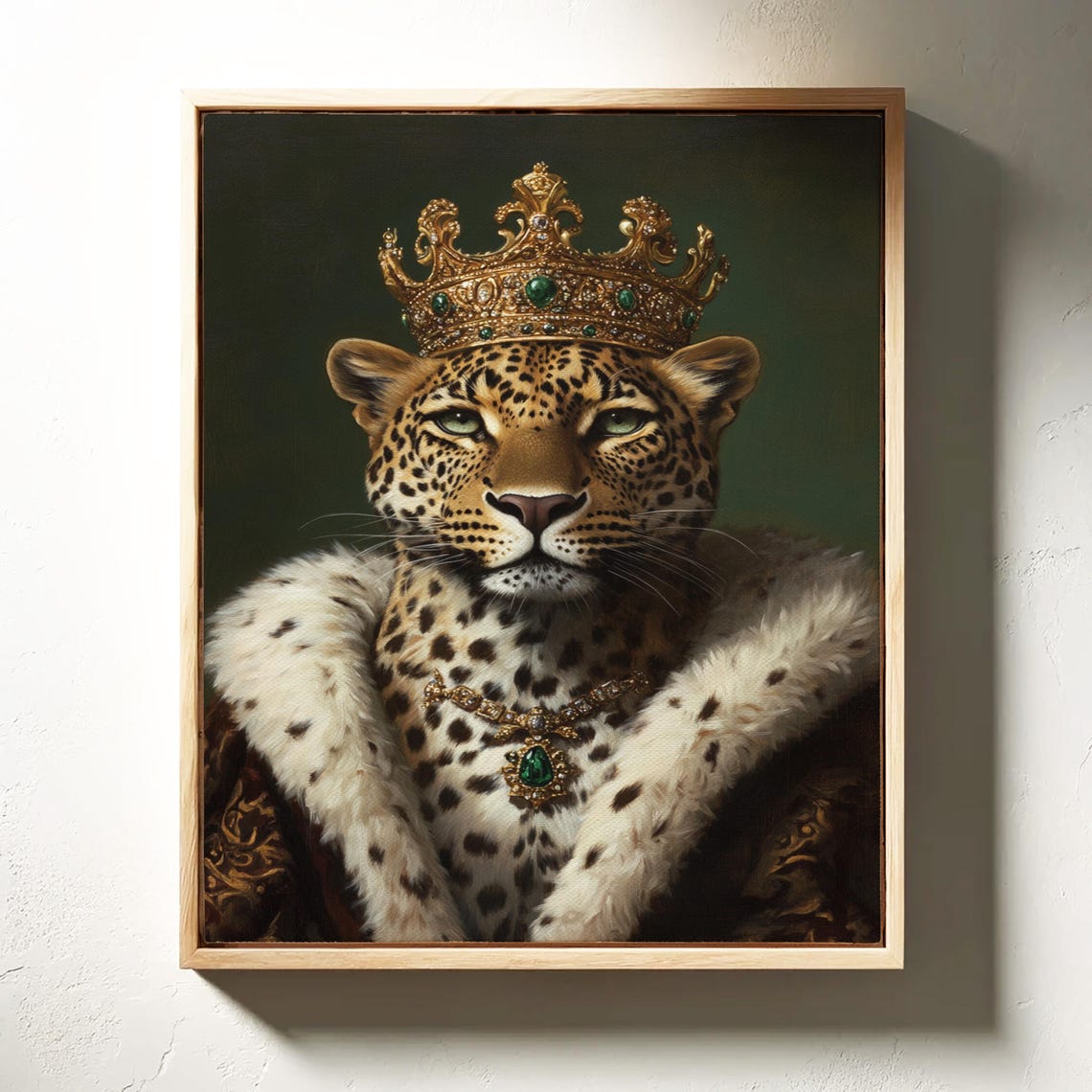 Regal Crowned Leopard Gold Crown White Fur Royal Portrait Poster - Image 7
