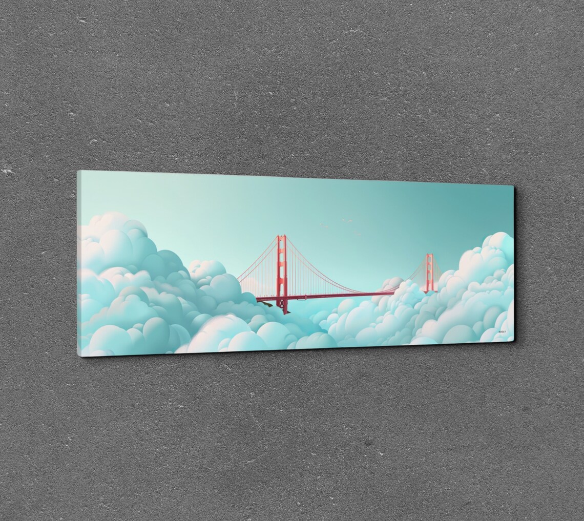 Golden Gate Bridge Above The Clouds, Panoramic Art - Image 3