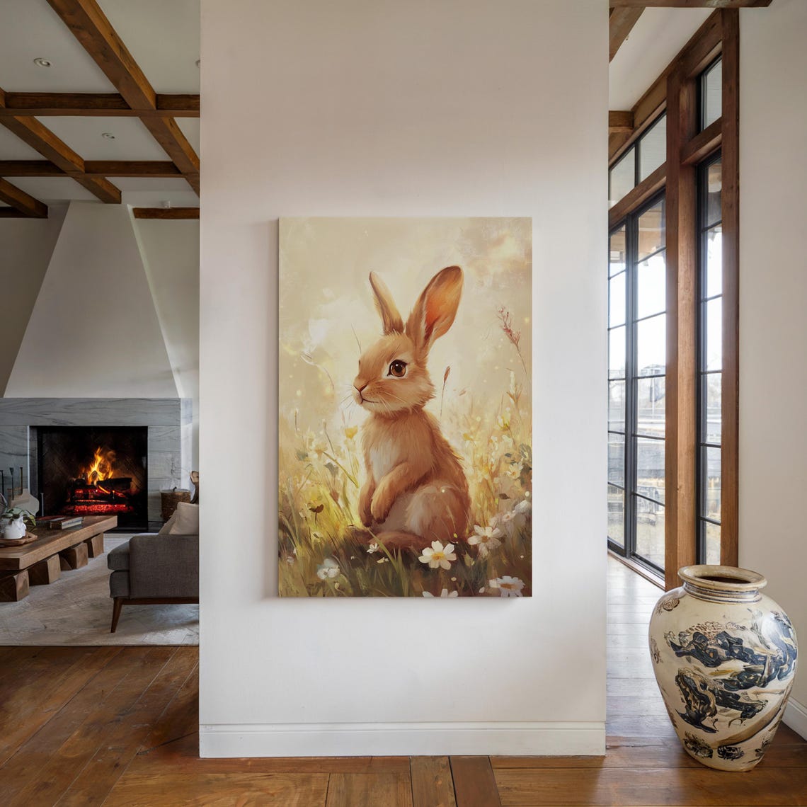 Adorable Bunny In Sunny Meadow With Daisies Whimsical Spring Poster - Image 3