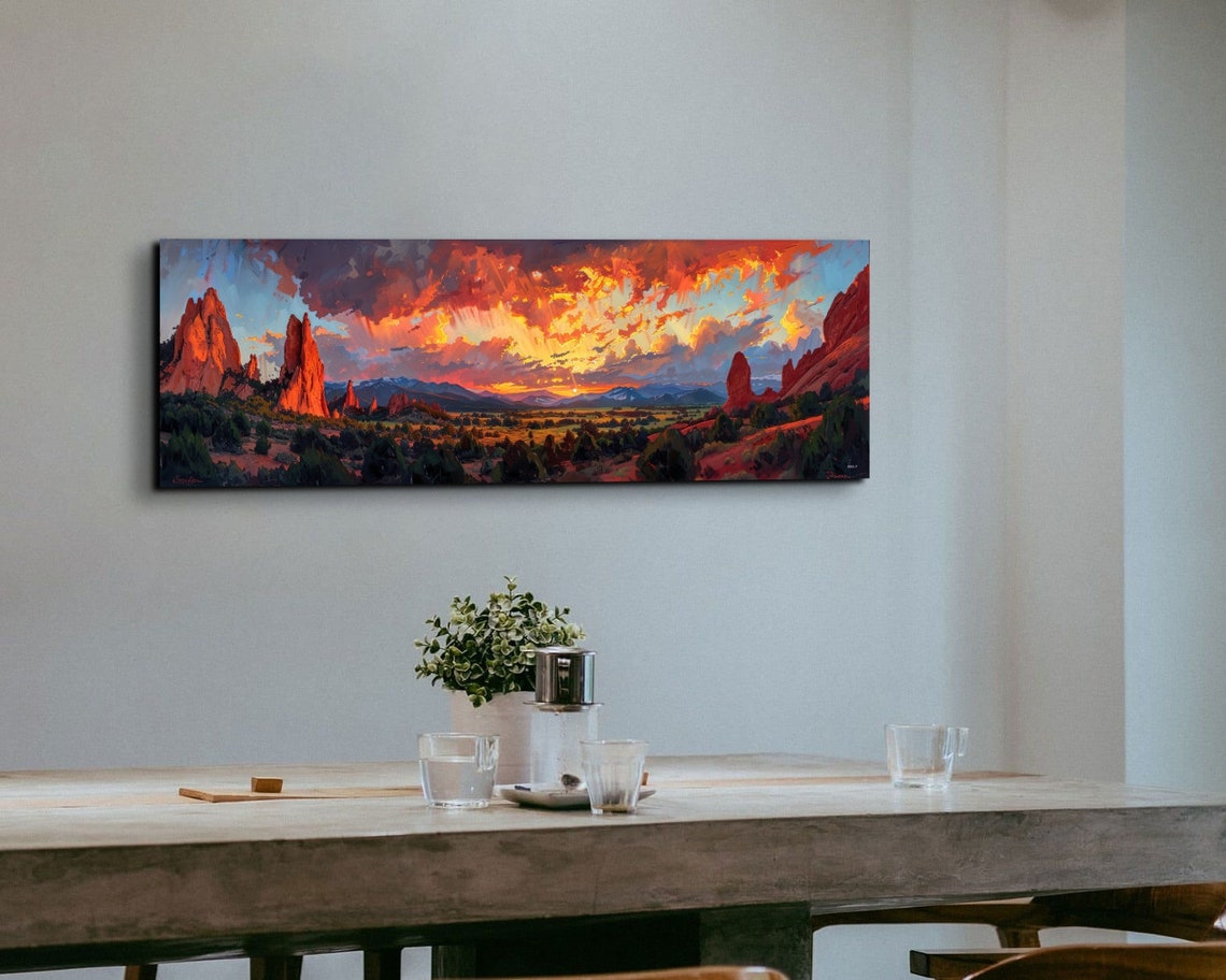 Red Rock Spires Towering Sandstone Dramatic Sunset Painting Print - Image 5