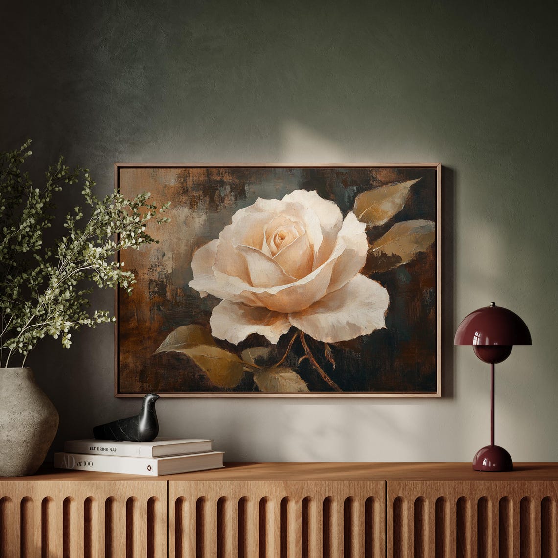 Cream White Rose Bloom Vintage Floral Oil Painting Elegant Poster - Image 4