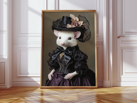 Victorian Mouse Lady In Lace Dress And Flower Hat Whimsy Poster