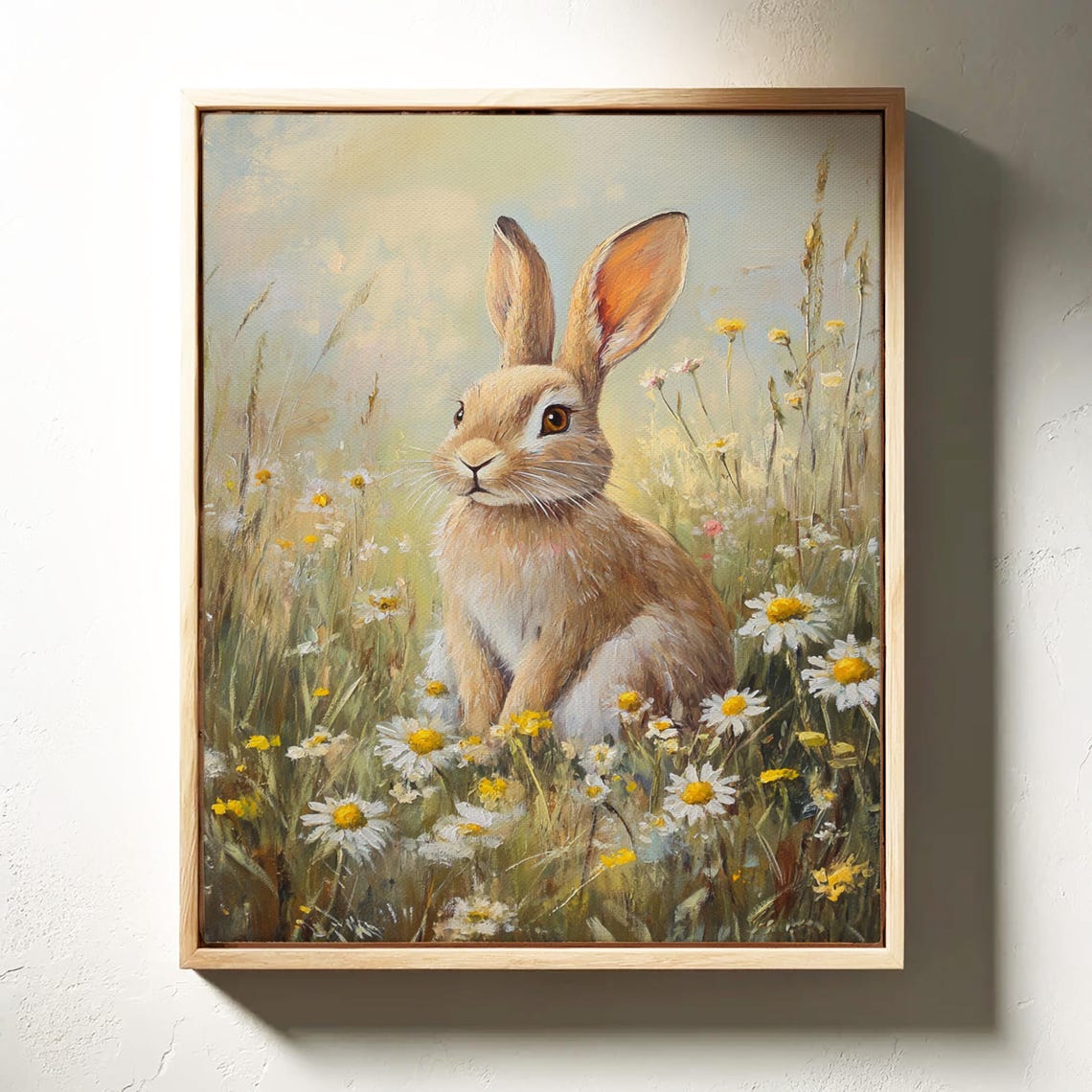 Brown Bunny Rabbit Among Daisies Wildflower Field Spring Art Print - Image 4