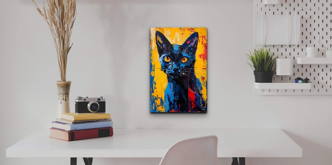 Russian Blue Cat Portrait, Cat Decor Centerpiece - Image 6